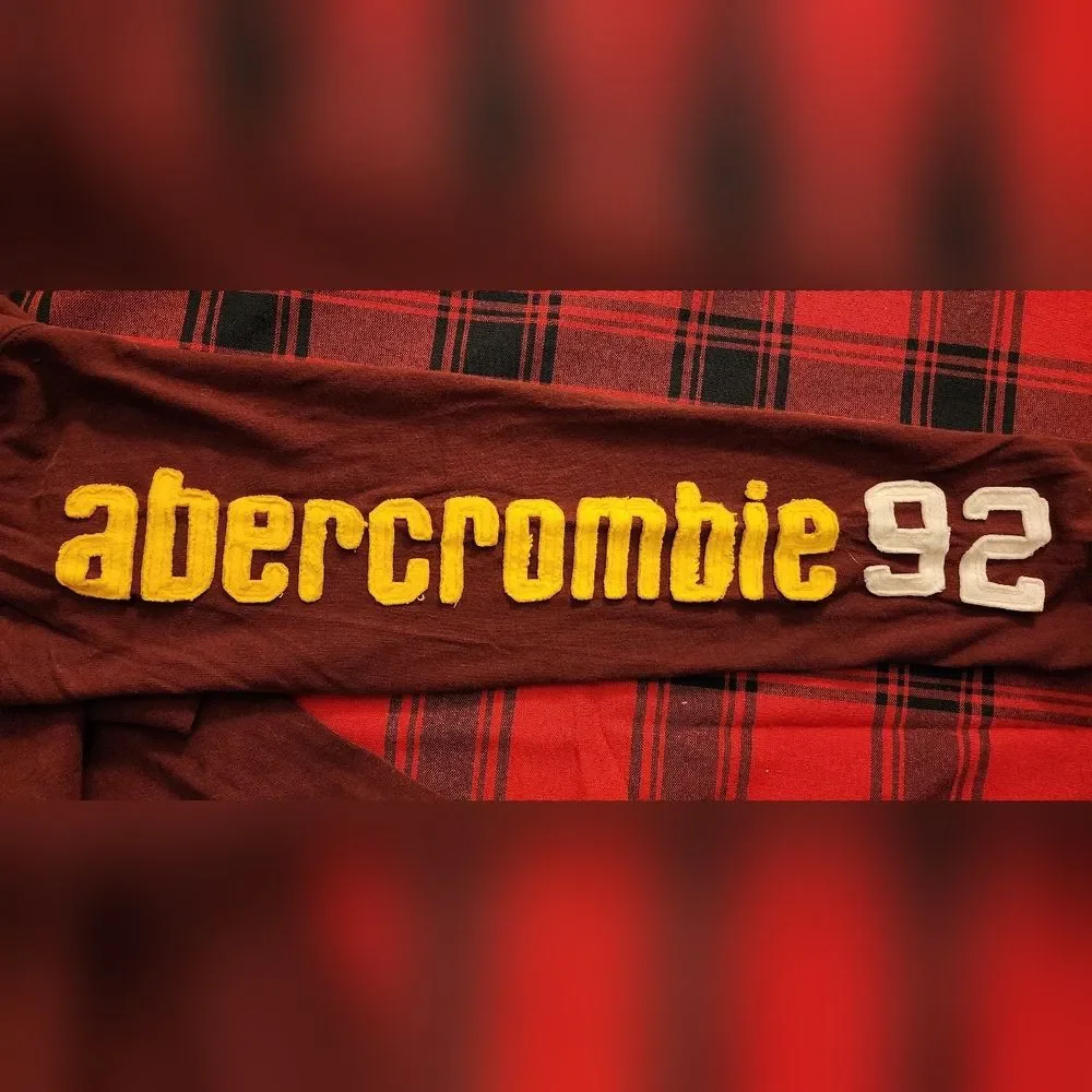 Abercrombie Muscle‎ Long Sleeve Tee Y2K Logo Burgundy Men XS Youth XL Women S